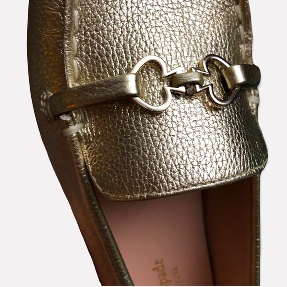 COPY - Kate ♠️ Spade NEW YORK Bergman Gold Leather Loafers Spade Detail authent… - Picture 7 of 15
